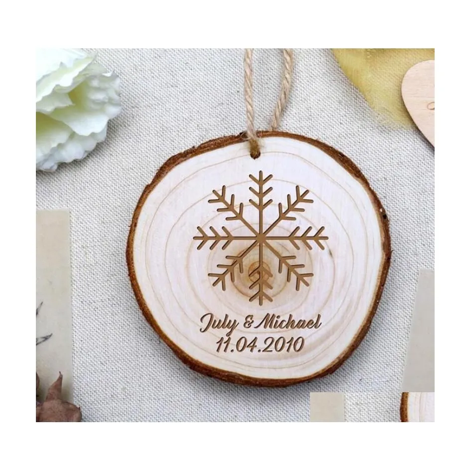 Party Decoration Custom Snowflake Wood Wedding Favor Tags Engraved Favors Ornaments Decorations Mparty Drop Delivery Home Garden Fes Dhkpa