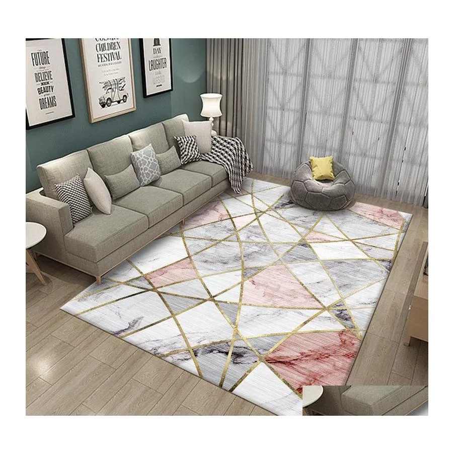 Carpets Nordic Living Room Carpet 3D Pattern Children Tapis Enfants Décoration Grande maison Coupchage de chambre à coucher Mat de chevet Drop Livraison DHT2B