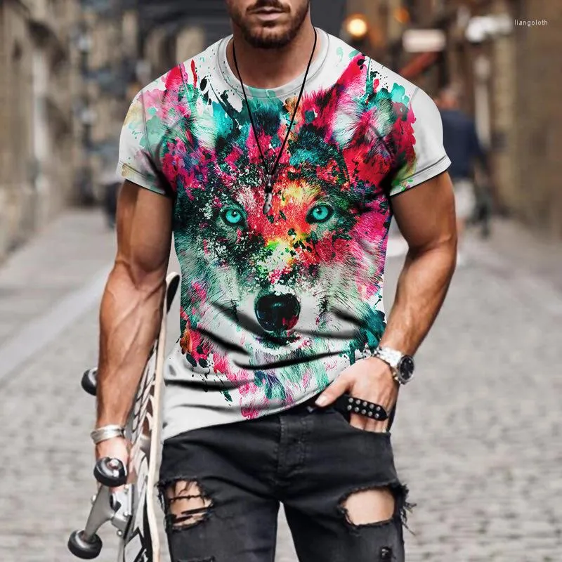 Herrar t shirts 2023 sommar 3dt skjorta street mode personlighet trend tryckt stor storlek lös rund krage pullover t-shirt