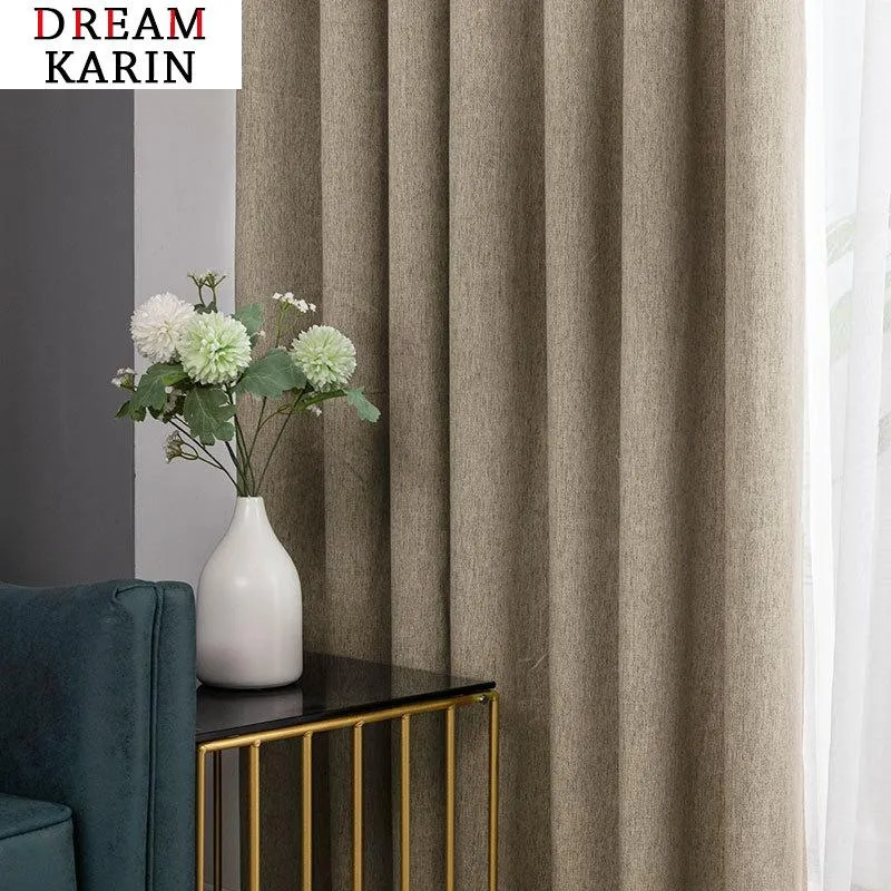 Curtain & Drapes Modern Blackout Curtains For Living Room Bedroom Window Solid Color Cortinas Treatment Finished Custom