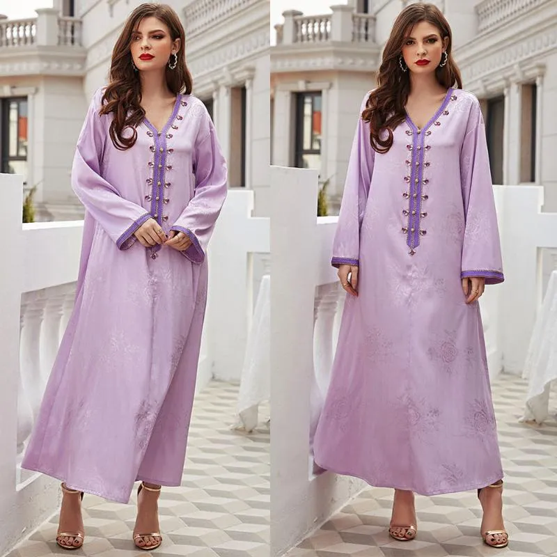 Etnik Giyim Kaftan Marocain Abaya Dubai Türkiye İslami Kaftan Müslüman Afrikalı Elbise Kadın Robi Arabe Elbise Ramazan Eid Musulman Djellaba F