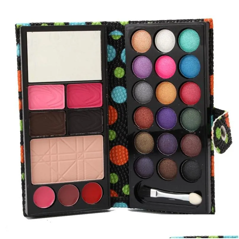 Cień do powiek hurtowa moda kobiety panie wodoodporne cień do powiek proszek brwi Blush Make Up Palette Polka Dot Purport Mirror Case 2 DHW20