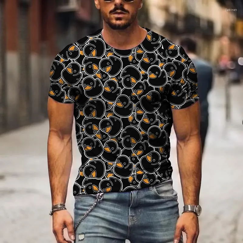 Męskie koszule 2023 Summer 3D Printed Men krótki rękaw okrągły ulice szyi