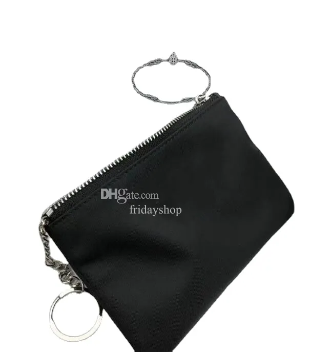 Fashion Cool Accessories Designer KeyChain Nylon Canvas Pouch Mens Womens Mini Wallets Keychains Black Zip Pocket Purse Lover Key 250i