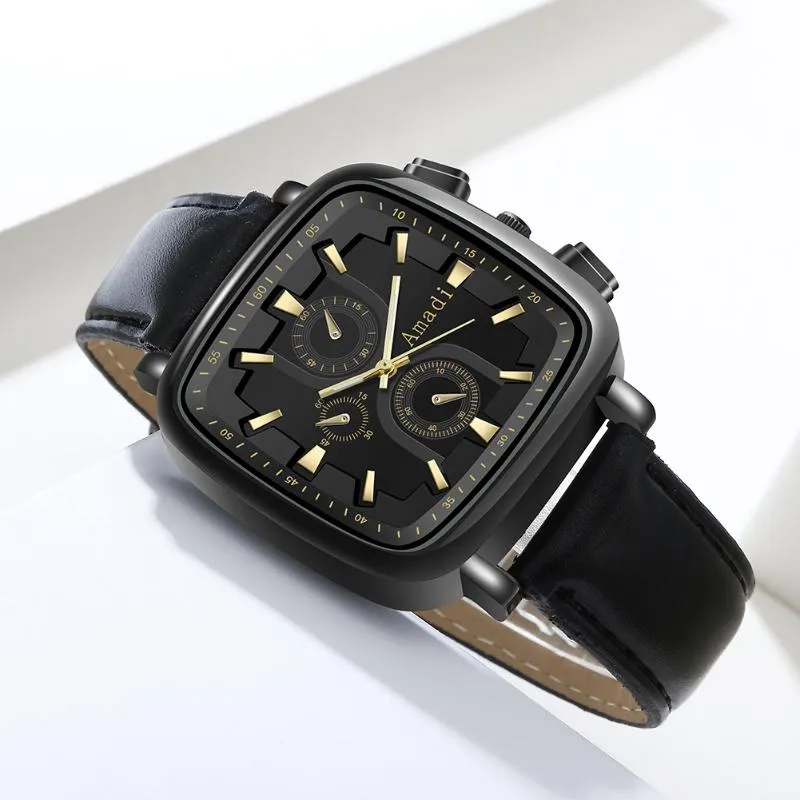 Wristwatches Men Sports Watch Square Fashion Students Couple Luxury Leather Causal Dating Male Female Watches