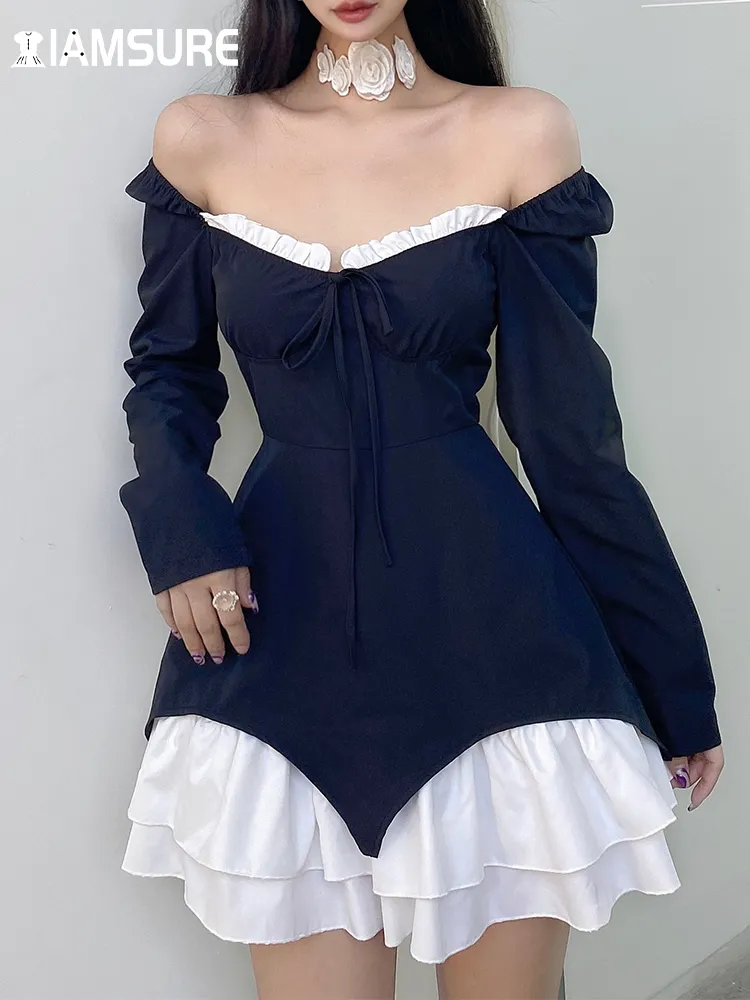 chinese dress ladies Navy & Pink Chevron A-Line Long Sleeve Mini Dress XLarge