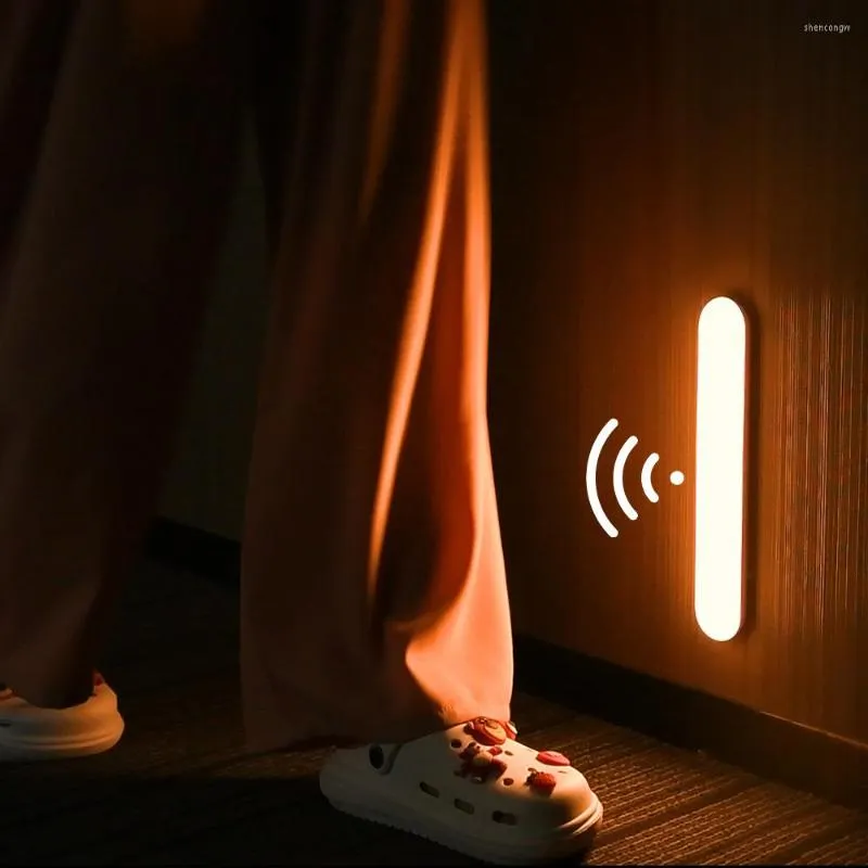 Lámparas de mesa para debajo de la luz del gabinete, lámpara de noche recargable con Sensor de movimiento LED PIR para armario, cocina, dormitorio, armario
