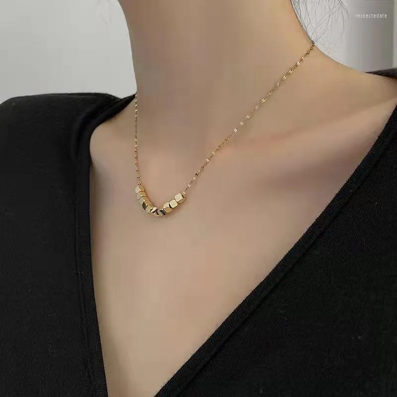 Choker Fashion Light Luxury Korean Version Square Necklace For Women Pendant Simple Personality Ins In Clavicle Chain Christmas