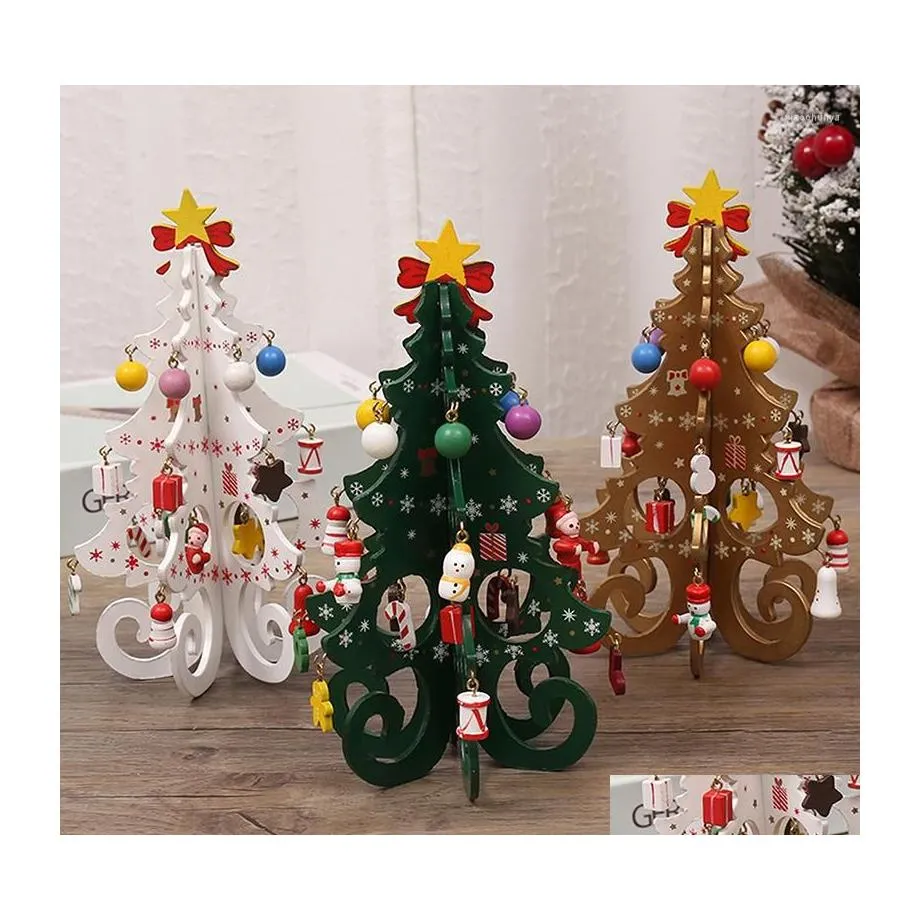 Christmas Decorations Wooden Tree Handmade Children Stereo Layout Xmas Navidad Gifts 2023 Year Drop Delivery Home Garden Festive Par Dhjtw