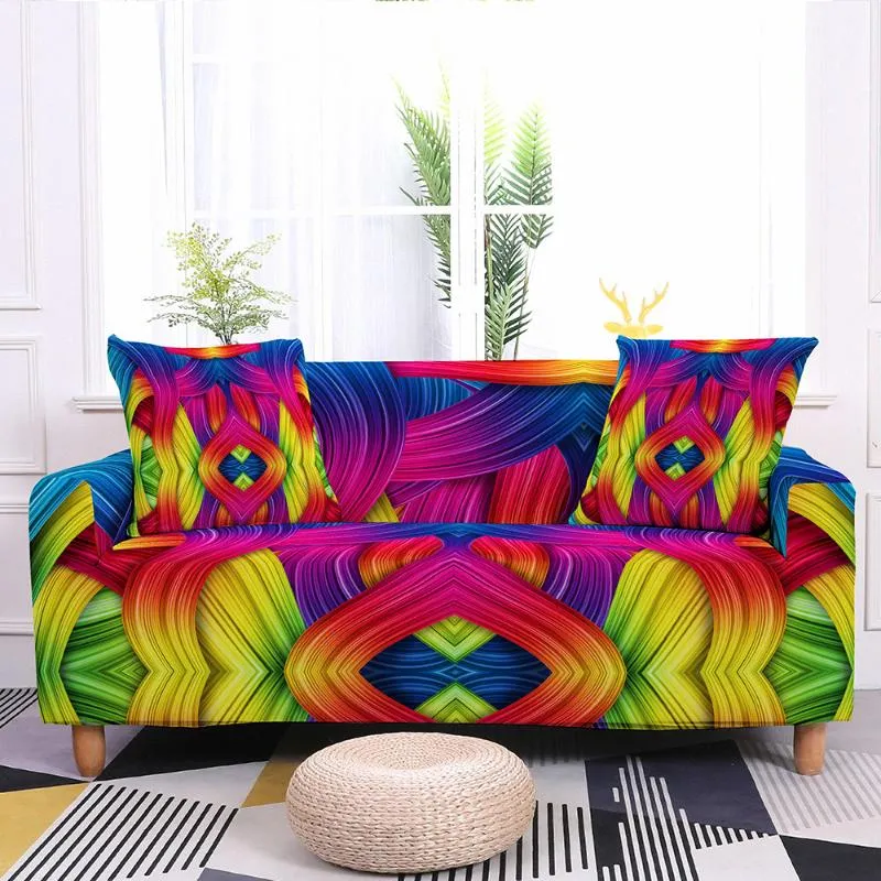Colorful Geometry Sofa Cover Elastic Corner Sectional Slipcover
