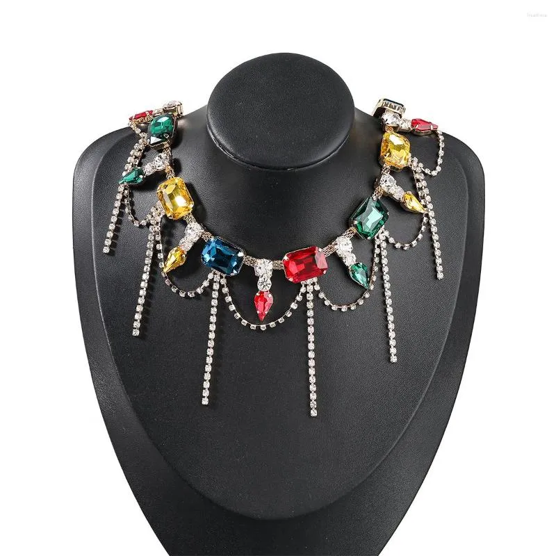 Ketens Jijiawenhua glanzende strass ketting ketting kettingen voor vrouwen diner bruiloft accessoires mode