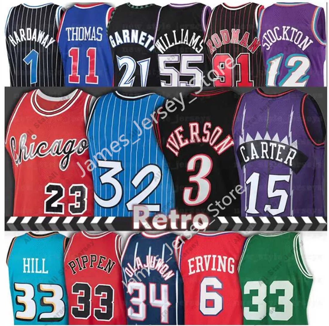 College basketbal draagt ​​NCAA Michael Basketball Jersey Allen 3 Iverson Jason 55 Williams Dennis 91 Rodman Scottie Pippen Thomas Vince 15 Carter Patrick 33 Ewing Tim