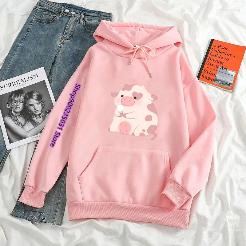 Women's Hoodies Aesthetic Cow Print Kawaii Hoodie Casual pullover Oversized sweatshirt voor vrouwen grappige dames winter tops