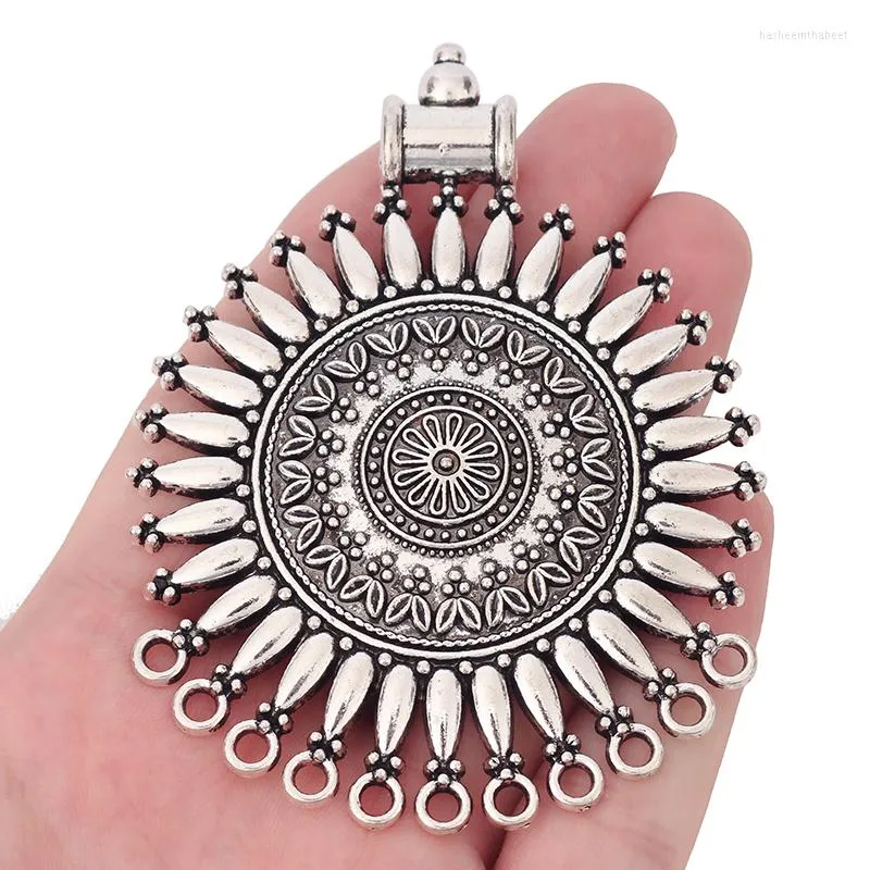 Pendant Necklaces 3 X Tibetan Silver Large Tribal Bohemian Boho 11 Bailors Round Connectors Pendants For Necklace Jewelry Making 90x68mm