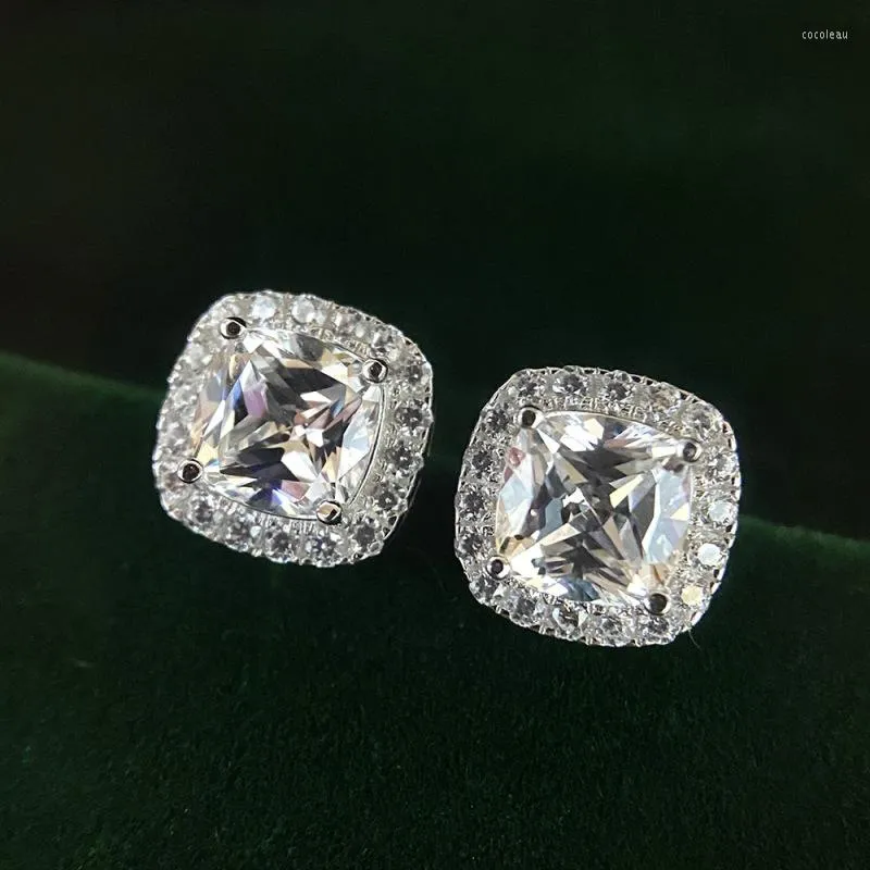 Stud -oorbellen S925 Sterling zilveren luxe diamant voor vrouwen bruiloftsbetrokkenheid vrouwelijke Valentijnsdag geschenken