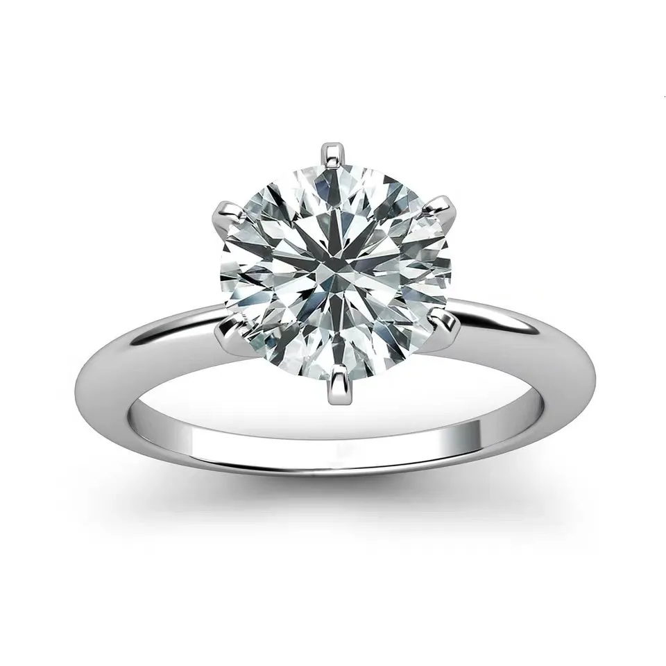 خواتم الزفاف 925 الخاتم الفضي الاسترليني 1CT 2CT 3CT كلاسيكي على الطراز الماس المجوهرات الخاتم الخاتم الزفاف الخاتم للنساء 230113