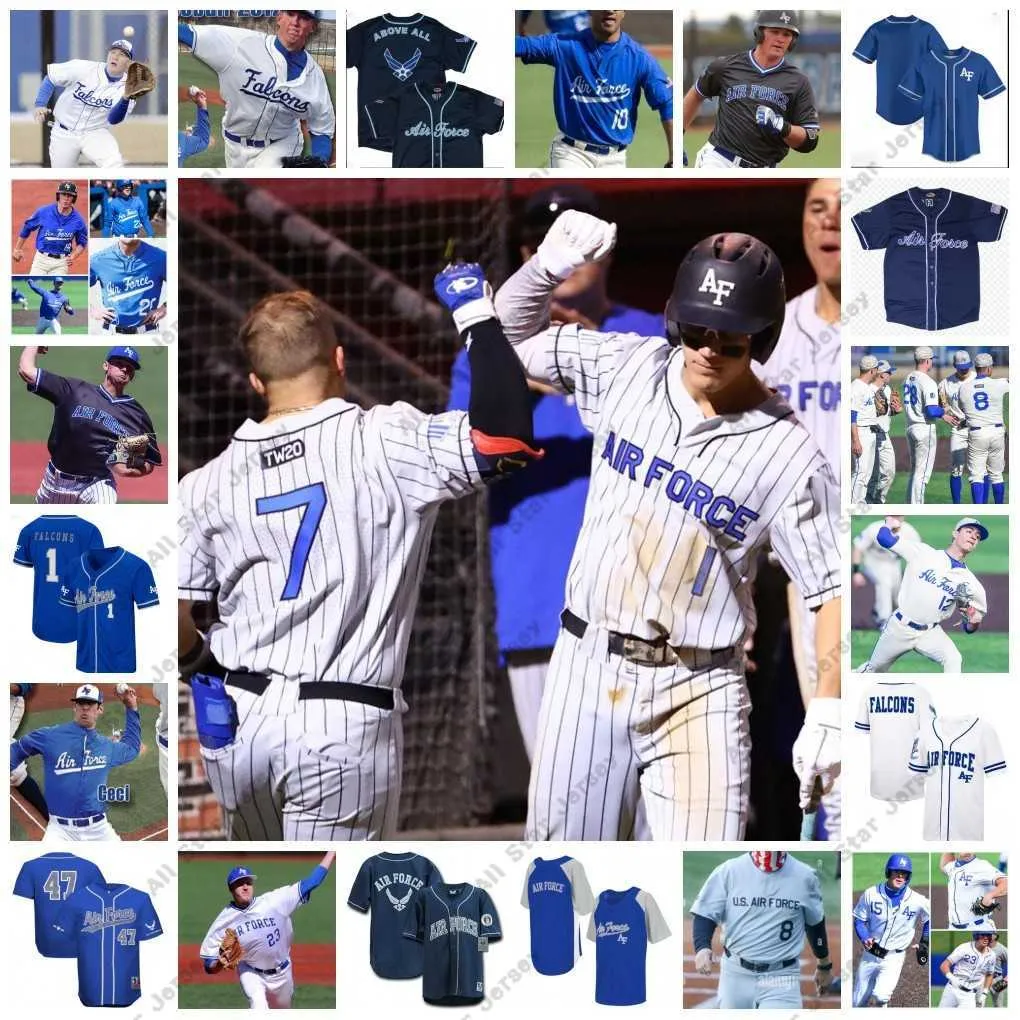 College Baseball nosza baseball College nosza NCAA niestandardowe zszyty AF Falcons Baseball Jersey Brewster Mott Kyle Moats 35 Jake Sansing 34 Preston Havenor 37 Jimmy