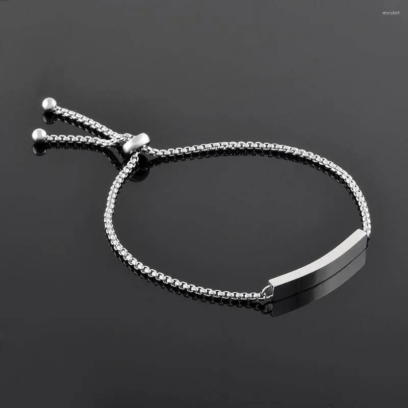 Bangle IJB5090 316L Stainless Steel Blank Bracelet Adjustable Rolo Chain Bracelets For Women Men