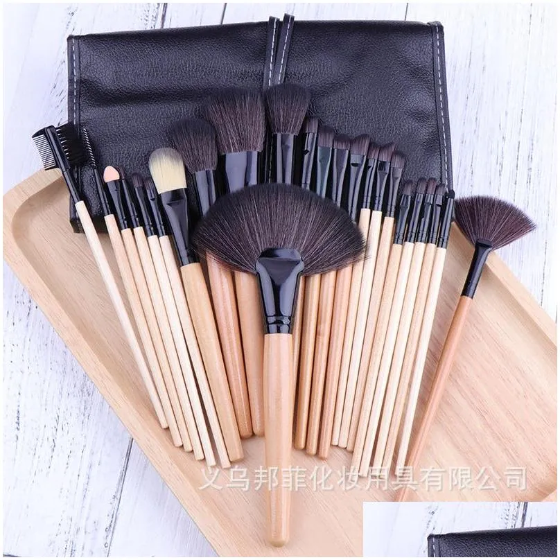 Makeup Brushes High Quality 24sts Set Wood Get Hair Professional Make Up Home Use Eyeliner Foundation Dhyzk