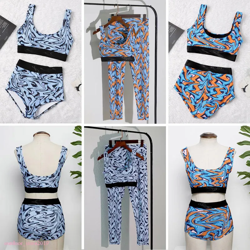 Kvinnors designer Swimsuit Bras set med bokst￤ver Summer Breattable 2 Piece Beach Suit For Women Backless Brand Bathing Suit