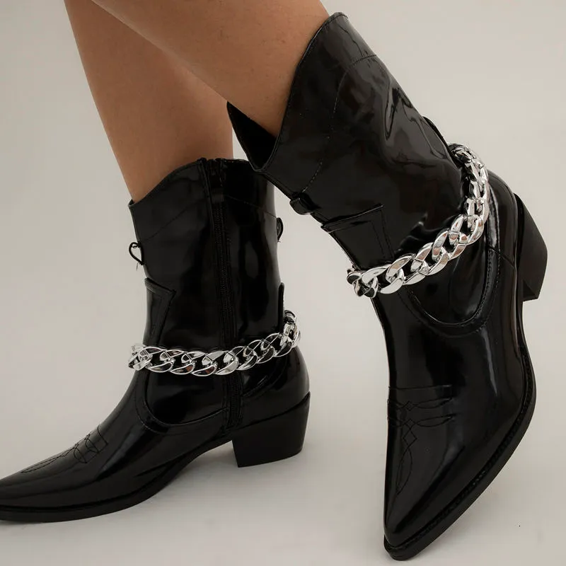 Accessori per parti di scarpe Elegante catena di perle per stivali ad alto tallone designer marchio elegante hip hop vintage hip hop womme s 230114