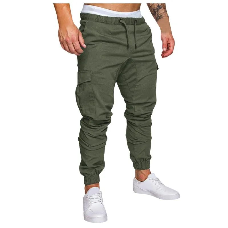 Pantalons pour hommes couleur unie surdimensionné outillage décontracté Leggings multi-poches pantalons mode pour hommes vêtements pour hommes