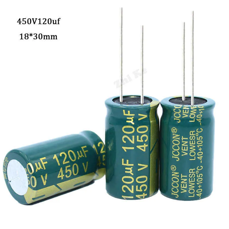 2pcs Good quality 450v 120UF high frequency low impedance 18*30 20% aluminum electrolytic capacitor 120000NF