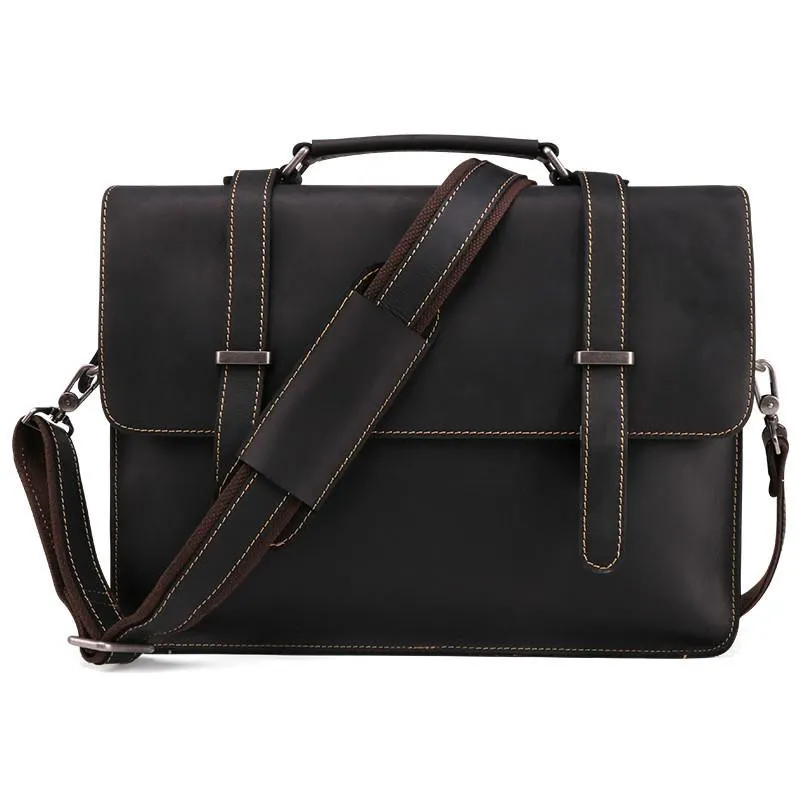 Briefcases Attache Men Business Handbag Retro Bag Crazy Horse Leather Briefcase S680-40 Portfolio Commercia Document Laptop Case Male