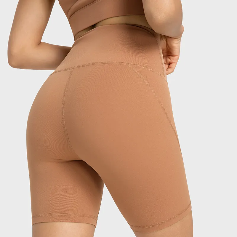 Survêtements pour femmes L351 Short taille haute PA66 Pantalon de yoga en tissu filé Pantalon de survêtement élastique sans T-Line Pantalon court serré fghhfgh