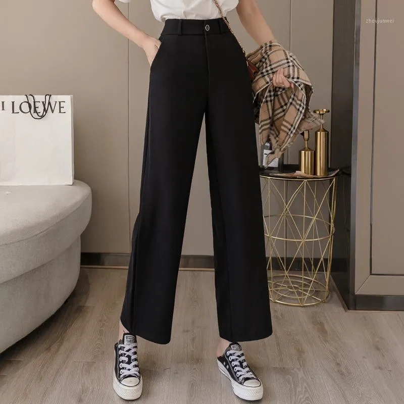 Women's Pants Korean Style Streetwear Women Loose Ankle-Length Female High Waist Casual Black Wide Leg Harajuku Trousers & Capris