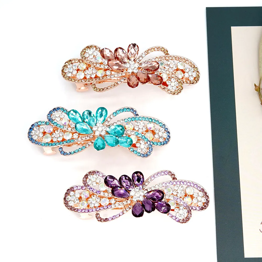 Elegant Imitation Crystal Hairpin Ribbon Clip with Rhinestone