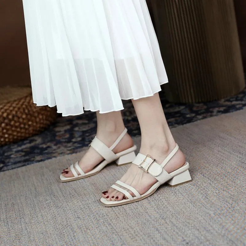 サンダルSianie Tianie Open Toe Backle Strap Party Wedding Woman Shoes Chunky High Heels Office Lady Dress Women