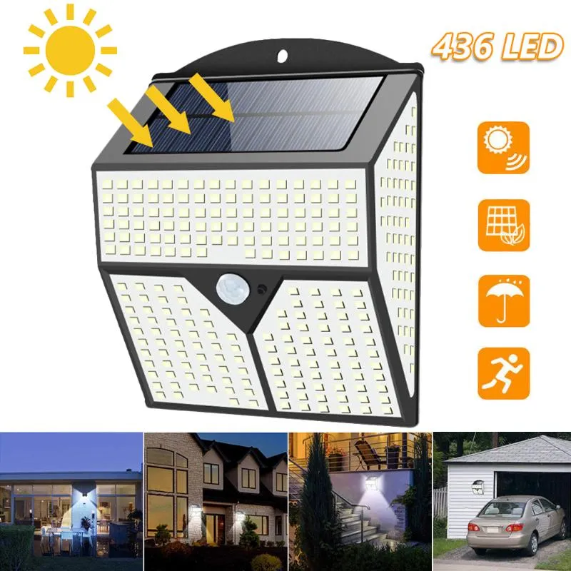 Utomhusvägglampor LED SOLAR POWERED LIGHTS SECURITY Bright Pir Motion Sensor Lamp Street Sunlight Garden Lampoutdoor