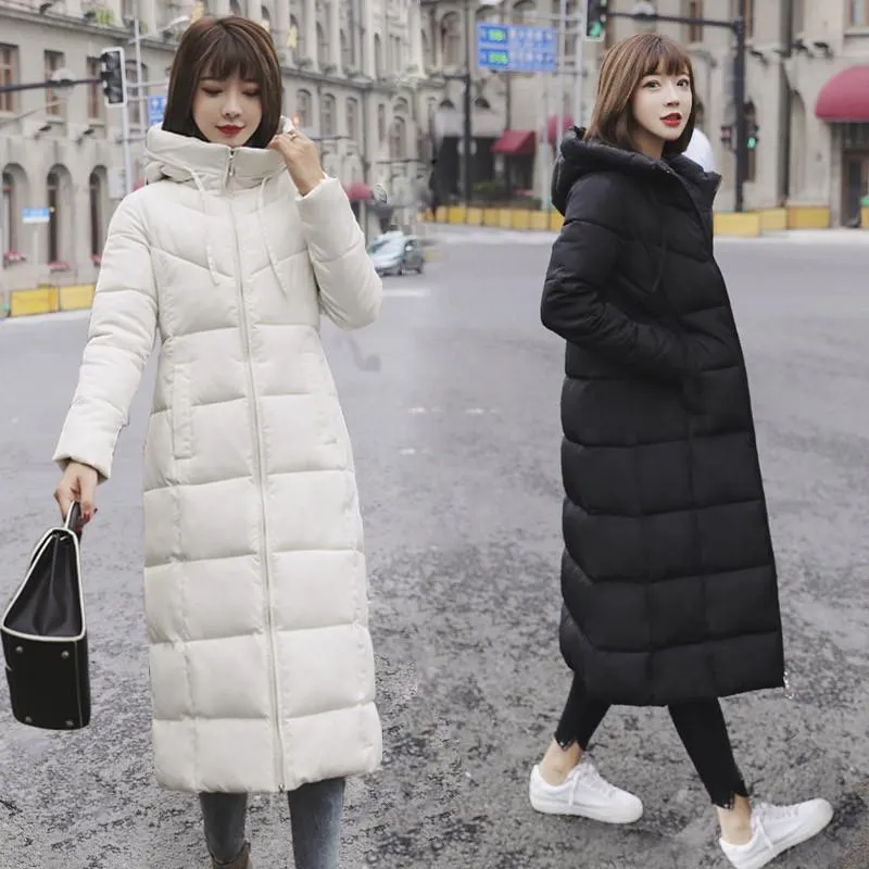 Trenchs de femmes Plus Taille 6XL 2023 Dames d'hiver Version coréenne de la grande section longue en coton Veste ample