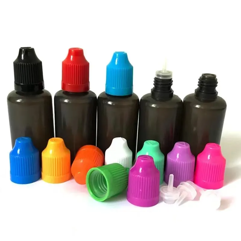Czarna butelka z kroplowaniem miękkie plastikowe puste butelki z długimi i cienkimi końcówkami manipulowanie dziecięcym korektą bezpieczeństwa e -igły płynne butelki 10 ml 30 ml