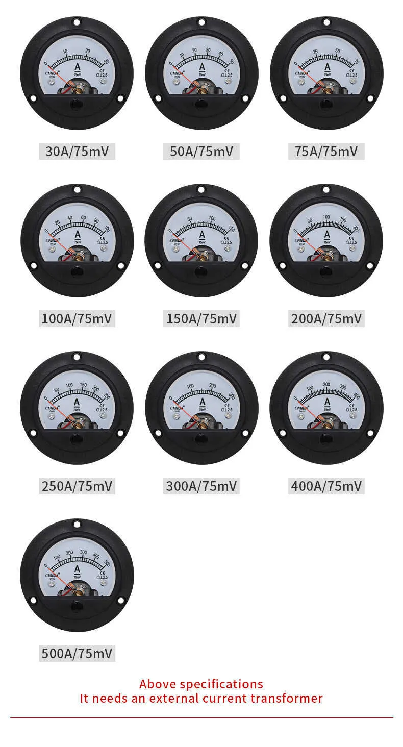 Wholesale CHHUA DH 52 DC Ammeter Genuine Marine Circular Pointer Analog