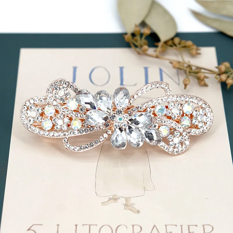 Elegant Imitation Crystal Hairpin Ribbon Clip with Rhinestone