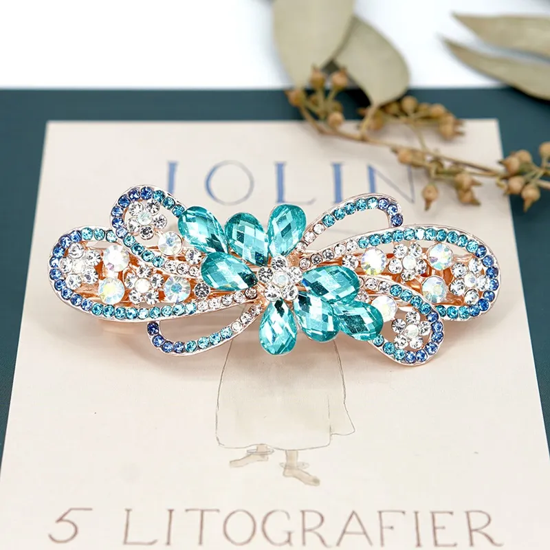 Elegant Imitation Crystal Hairpin Ribbon Clip with Rhinestone