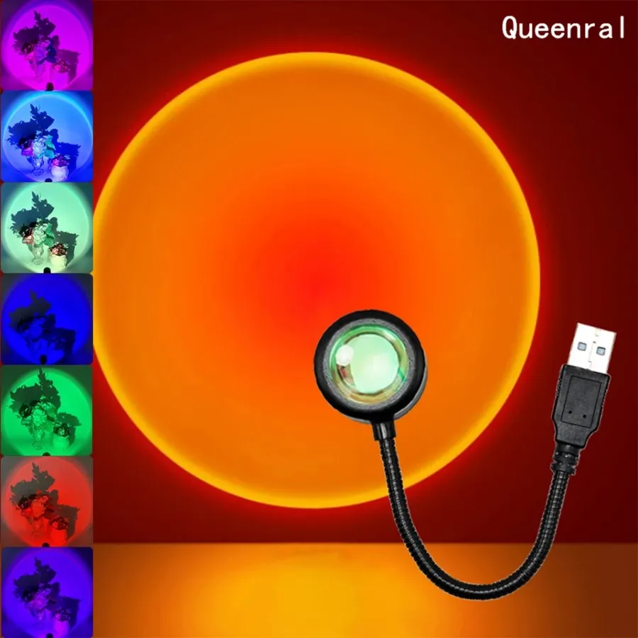 Lampa Sunset LED LED Lights USB Rainbow Nocne światło światło Projektowanie fotografii Ściana Atmosfera Oświetlenie do sypialni Domowa pokój domowy Prezent