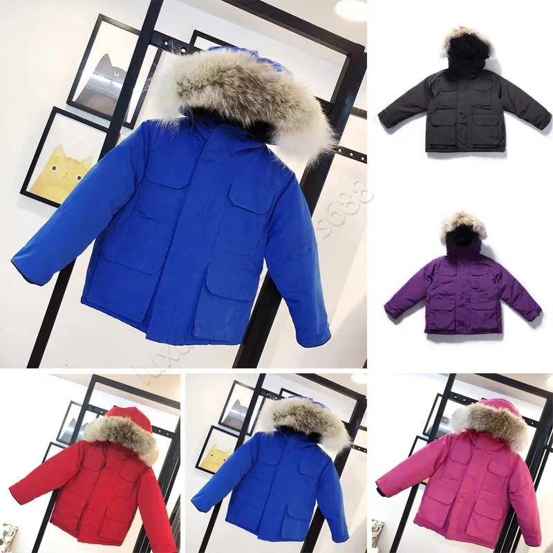 2024 Winter Kids Down Coat Jacket Boy Girl Baby Outerwear Warm Greatcoat Jackets Hooded Sportswear Outdoor Classic Wrap 5 Colors 100-160 Designer