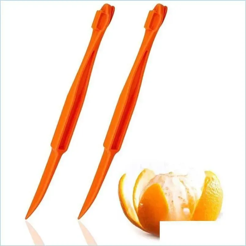 フルーツ野菜ツールイージーオレンジピーラーツールプラスチックレモン柑橘類のピールカッター野菜スライサーフルーツキッチンガジェットドロップFY4072