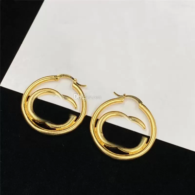 Eleganti orecchini a cerchio da donna placcati in oro 14 carati
