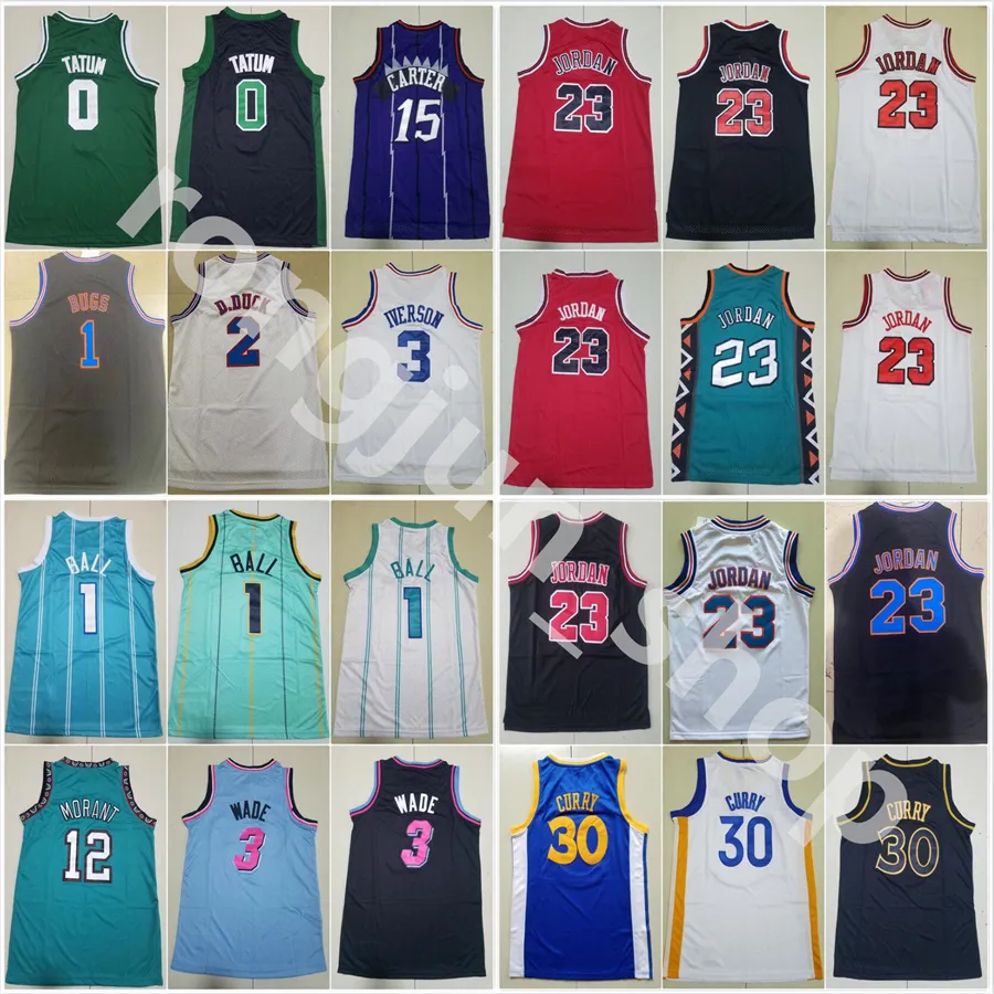 Youth Basketball Jersey Ja 12 Morant Jayson 0 Tatum Stephen 30 Curry LaMelo 1 Ball Dwyane 3 Wade Iverson James Vince 15 Carter Allen Iverson Stitched