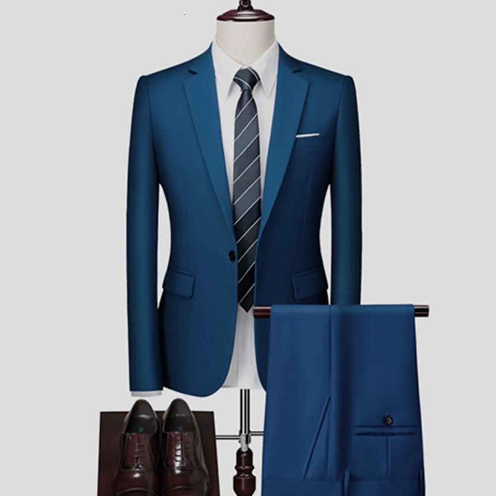 Herrenanzüge, Blazer, Herrenanzug, 2-teiliges Set, Blazer, Hosen, klassischer Business-Gentleman, formeller Bräutigam, Hochzeitskleid, Übergröße, hochwertiger Anzug 6XL 230114