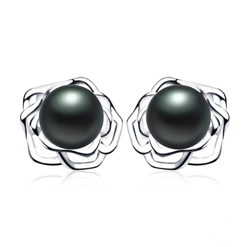 Boucles d'oreilles Stud Hengsheng 925 argent sterling Penoy Natural Natural Water Pearl Bringle Bijoux de fête d'anniversaire pour femmes