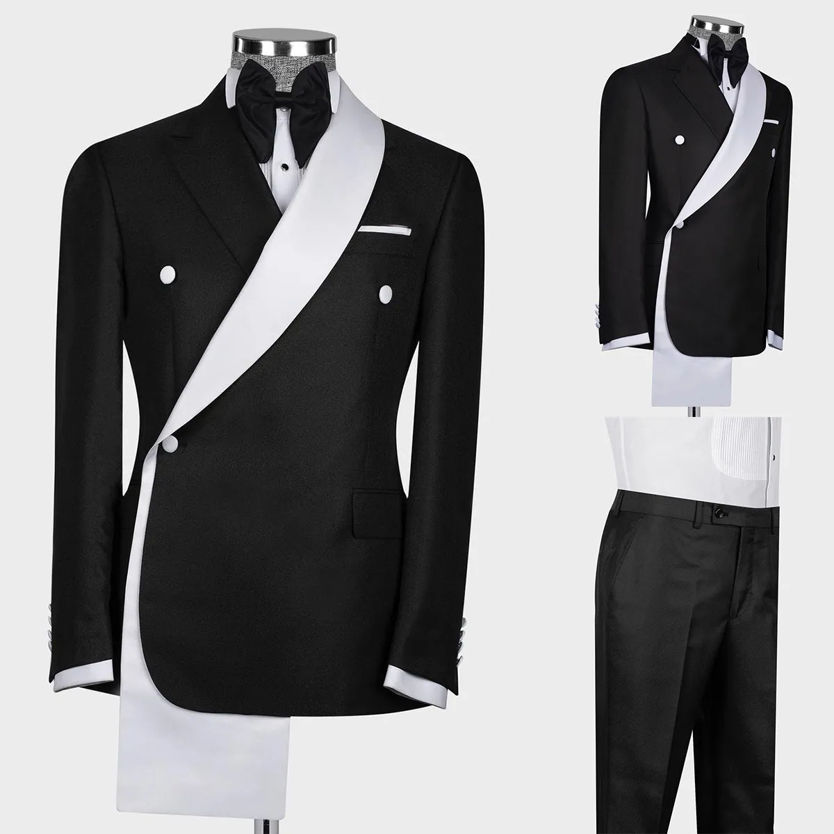 Tuxedos de mariage, nouveau Design, ensemble de costume Patchwork bicolore pour fête d'affaires, veste et pantalon de bal, printemps 2023