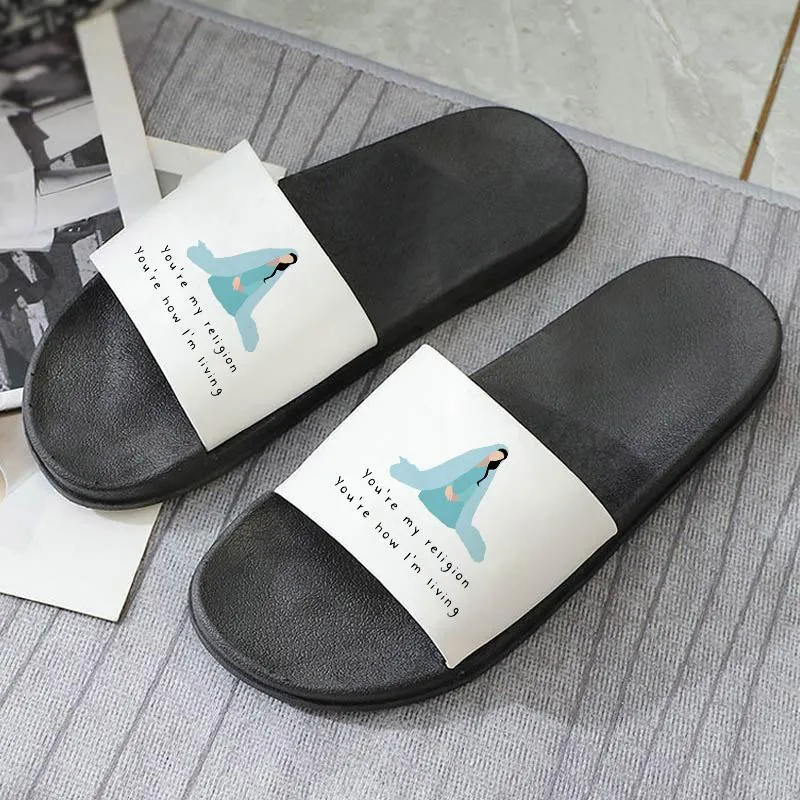 Slippers 2023 mode voor dame meisjes esthetisch patroon strand dia's thuis slip op sandalen Koreaanse stijl flip