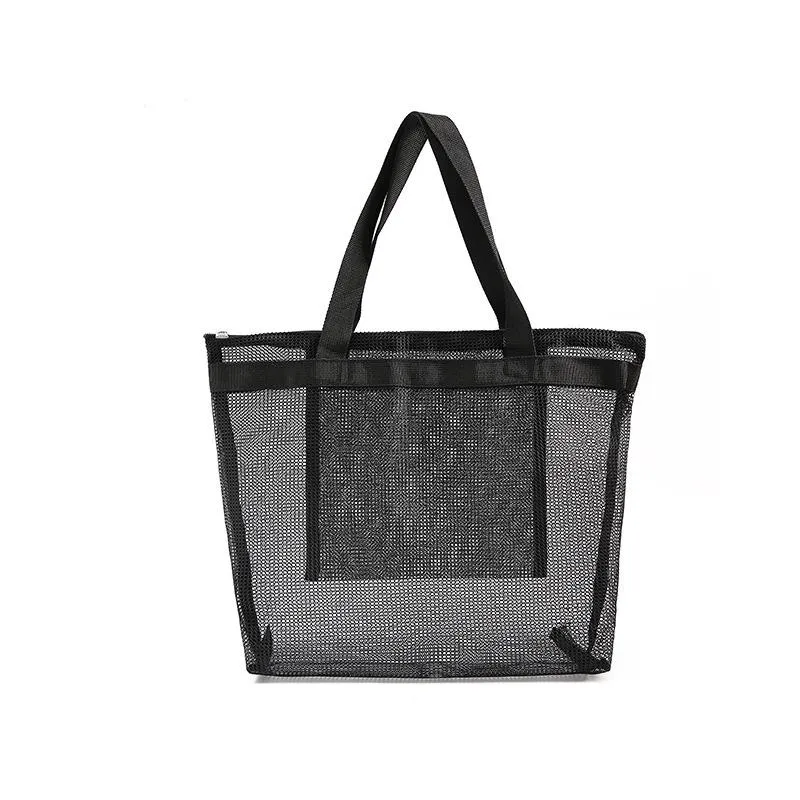 Shopping Bags Travel Summer Women Clear Mesh Transparent Bag Large Capacity Female Casual Solid Color Holiday Tote BagsShopping