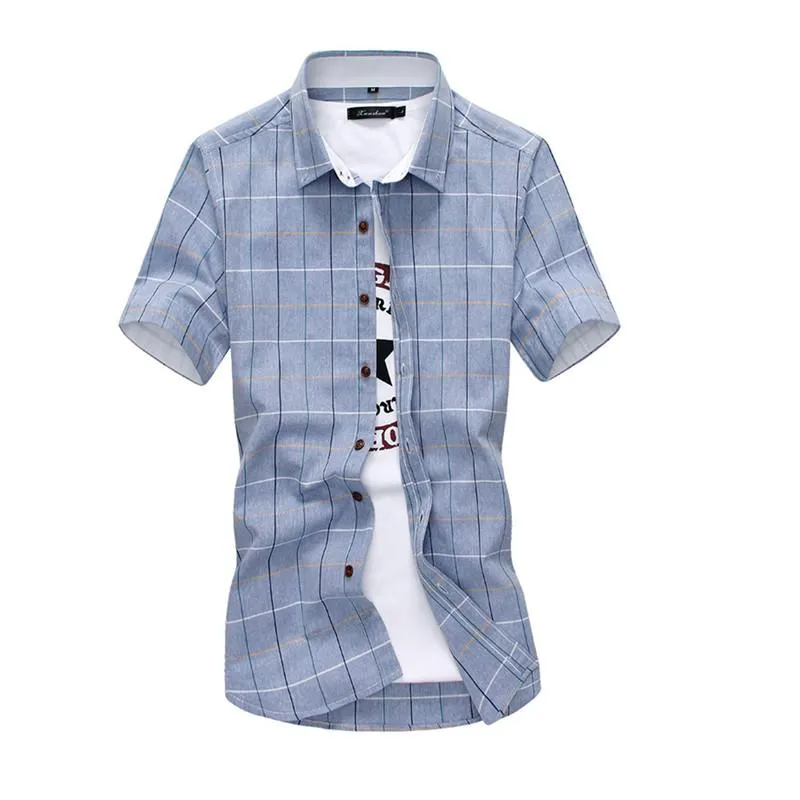 Chemises décontractées pour hommes Arrivée Belle Chemise Plaid Été Qualité Robe À Manches Courtes Chemise Homme Slim Fit Marque Vêtements Hommes