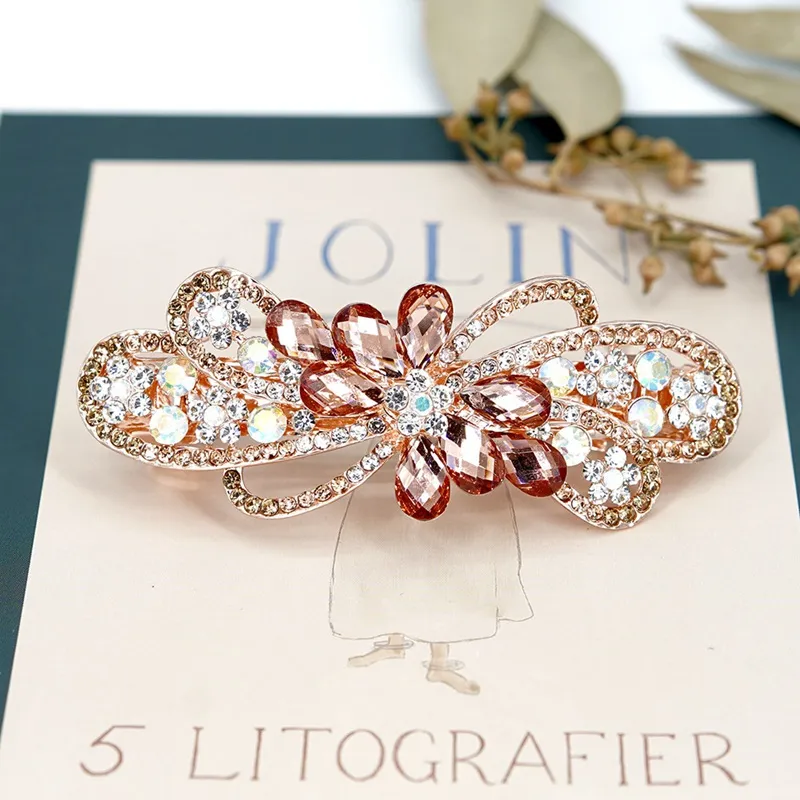 Elegant Imitation Crystal Hairpin Ribbon Clip with Rhinestone